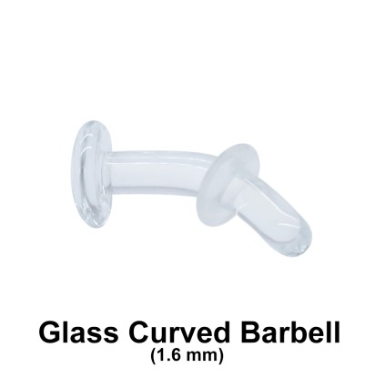 1.6 mm Glass Piercing Curved Bar with Clear O-ring